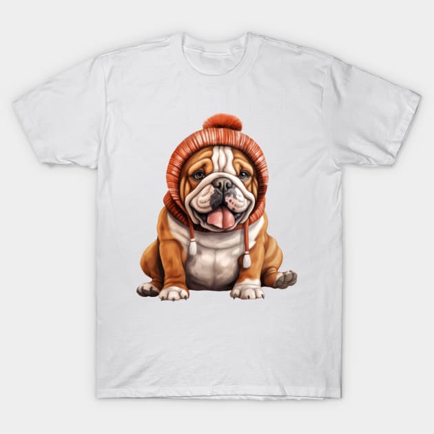 Winter Bulldog T-Shirt by Chromatic Fusion Studio